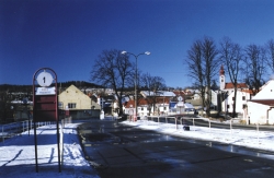 Husinecké autobusové nádraží v zimě